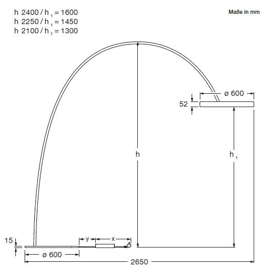 Stehbogenleuchte MITO largo schwarz - silber
230V/LED 3330lm 60W D=600 H=2100-2400 IP20 - Image 2