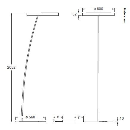 Stehleuchte MITO raggio 60W Lusso black-phantom
230V/ LED 3330lm 60W/ D=600 H=2052 / IP20 - Image 2