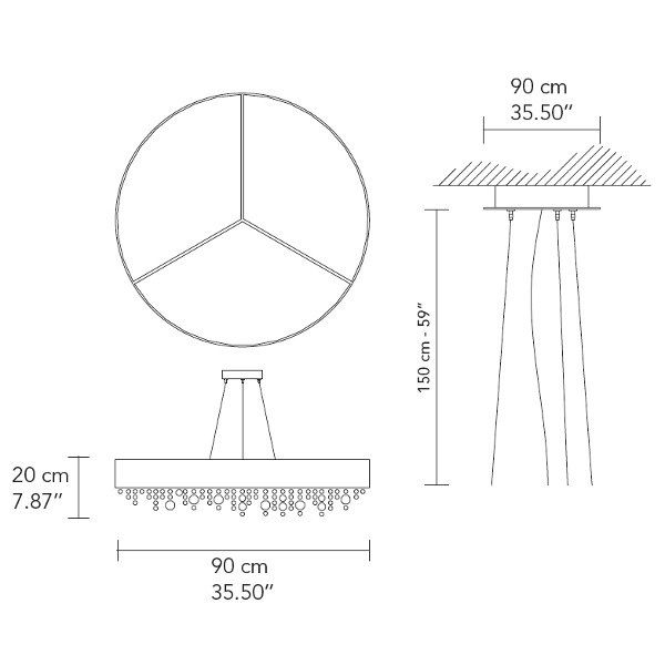 Hängeleuchte Olà S6 LED 90cm 3000K blattsilber
230V/ 44W 3000K D=90cm H=20cm - Image 2