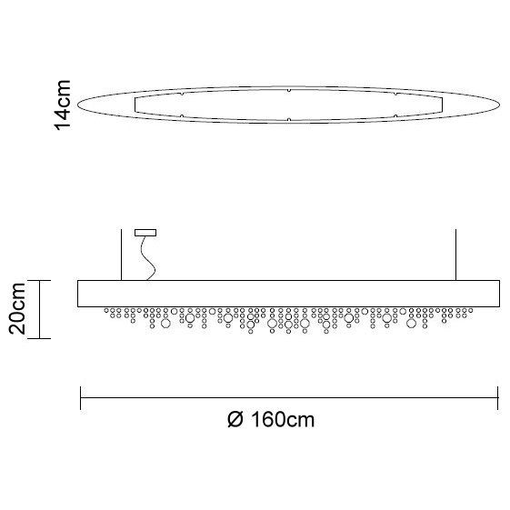 Hängeleuchte Olà S6 oval LED, 160cm blattsilber
230V/ 3000K D=160x14cm H=20cm - Image 2