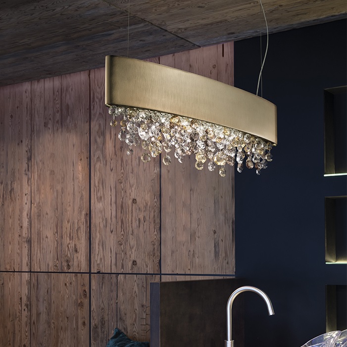 Hängel. Olà S4 oval LED L=100cm brüniert gebürstet 
230V/ 33W 3000K L=100cm B=13cm H=20cm