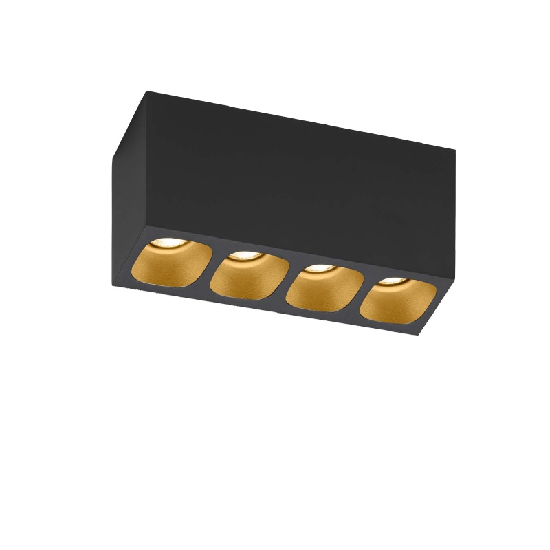 Deckenaufbauleuchte PIRRO 4.0 schwarz/gold
230V / 4x5W 2700K 1520Lm 50x182mm H=80mm
