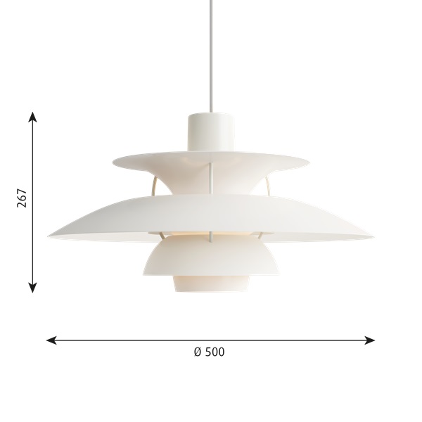 Pendelleuchte PH 5 E27 weiss modernen
230V 1x75W E27 / D=500m H=267mm