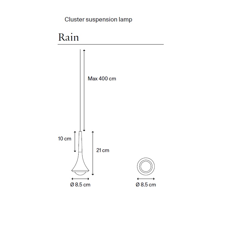 Rain Einzelpendel ohn.Bald. D=85mm Schwarz/Bronze
230V 9W 2700K 920lm D=85mm H=210 IP20 - Image 2