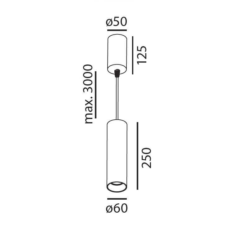 Pendelleuchte Tube 60 Led 9.3W schwarz
240V/863lm CRI90 2700K D=60 H=250 / IP20 - Image 2