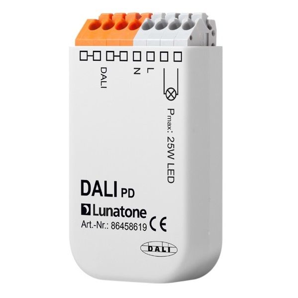 Phasenab-anschnitt RLC Dimmer mit DALI-Eingang  25W
230V/ max. 25W LED L=58.5 B=32. H=15