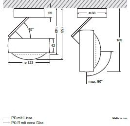 Deckenstrahler Piu alto 3d 26W 80° Linse LED chrommatt
240V 3000K für Aufbaumontage - Image 2