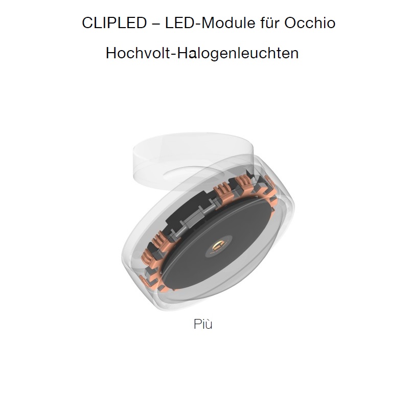 ClipLED Retrofit 10W zu Occhio RF-Piü C/B
230V/ G9 LED 2700K CRI95