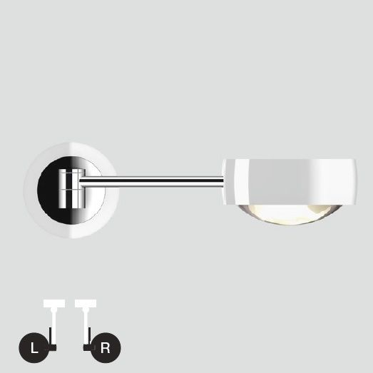 Wandleuchte LETTO LED Up links 20cm chrommatt Base weiss matt
UP Version inkl. Konverter - Image 3