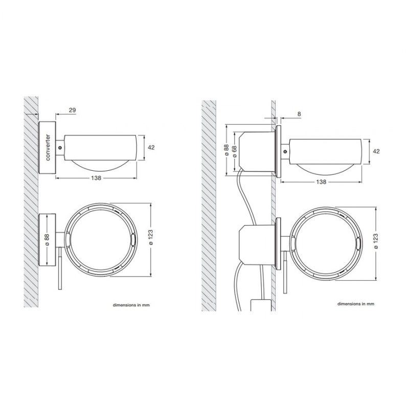 Wandleuchte Sento Body verticale D up chrom matt
230V 26W 2700K D=88 H=29mm IP20 - Image 2