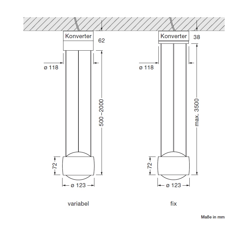 Pendelleuchte Sento Sospeso E UP Var AIR weiss matt
230V 2700K 26W D=123mm H 72 / IP20 - Image 2