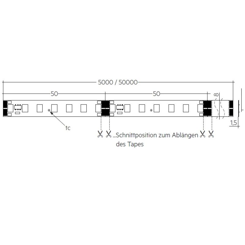 LED-Strip TR-Flex 24V 19W/m 120° warmweiss
24V SMD 2700K 1730lm/m CR90 B=8mm H=1.5mm - Image 2
