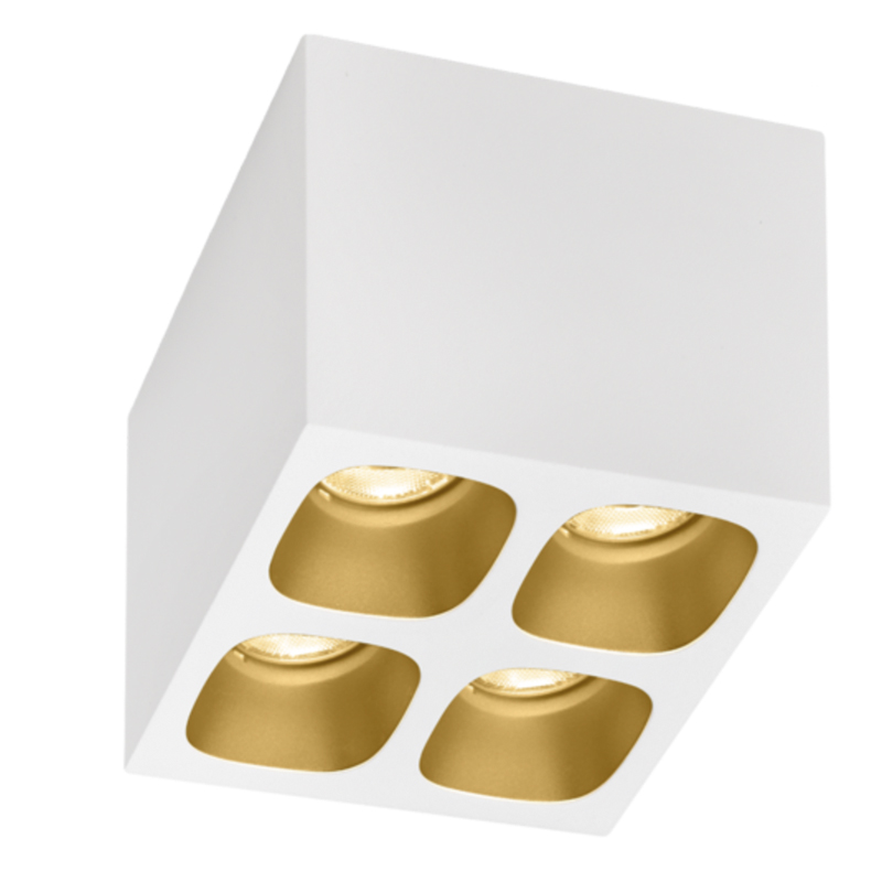 Deckenaufbauleuchte PIRRO 4.1 weiss/gold
230V / 4x5W 2700K 1520Lm 94x94mm H=80mm