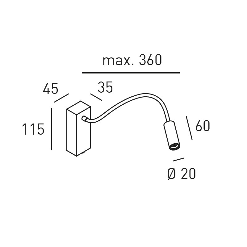 Wandleseleuchte Zooom TQ Flexarm LED 2W platin
230V/ 170lm 3000K / Arm L=300mm / IP20 - Image 2