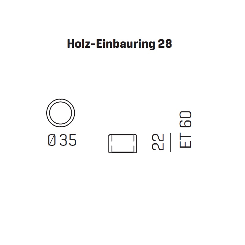 Holz-Einbauring 28 bündig tiefschwarz
mit Bajonett-Aufnahme D=35 ET=60mm - Image 2