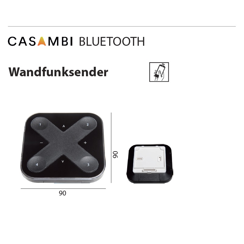 Wand-Tischfunksender Casambi Xpress schwarz
Batterie / L=90 B=90 H=12 / IP20