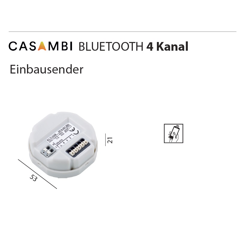 Casambi UP-Funk-Sender für Einbau 4Kanal
240V/ D=53 H=21 / IP20